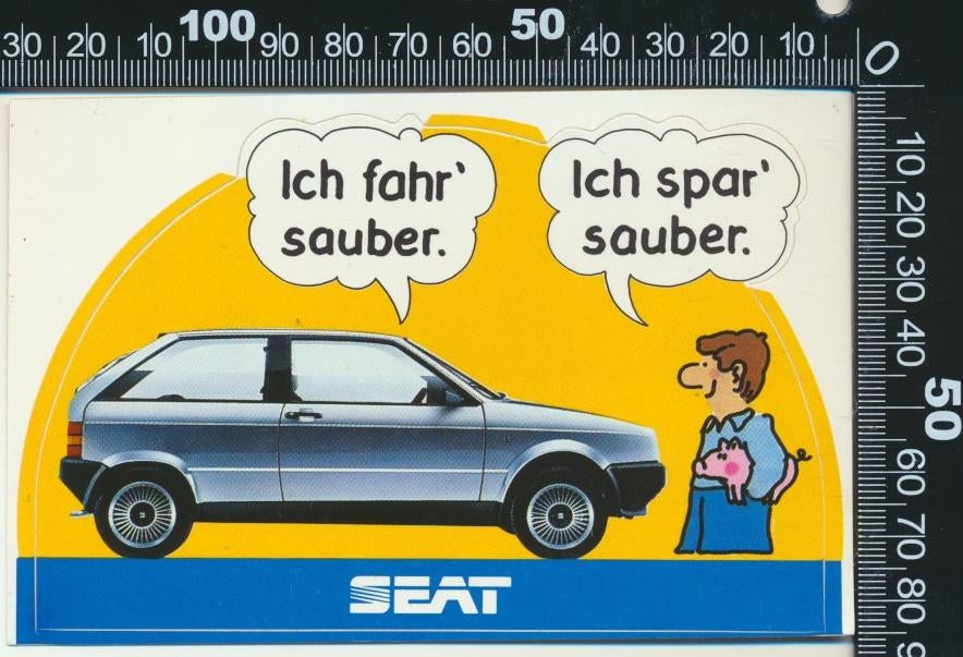 Sticker: Seat - Ich fahr sauber - Ich spar sauber, Verzamelen, Ophalen of Verzenden, Zo goed als nieuw, Auto of Motor