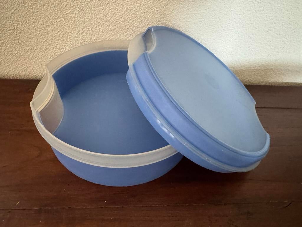 Tupperware Koektrommel - Blauw met Transparante Rand, Ophalen of Verzenden, Gebruikt, Blauw, Bus of Trommel