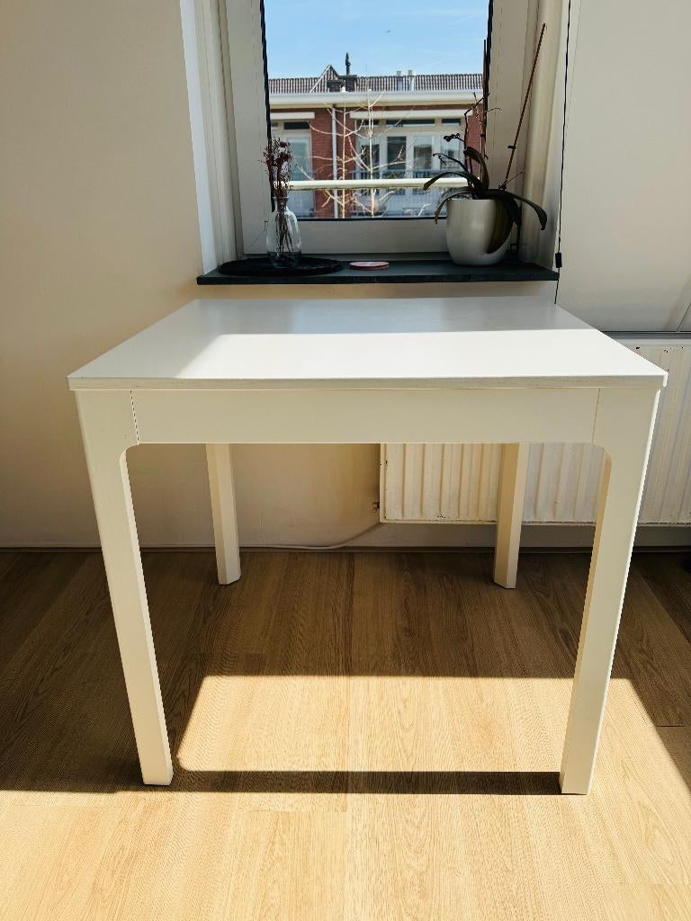 Witte uitschuifbare tafel IKEA (80-120 cm lang. Nieuw: €180), Ophalen, 100 tot 150 cm, 50 tot 100 cm, Zo goed als nieuw