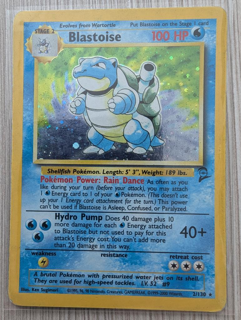 Blastoise Holo (swirl) - Base Set - 2/102, Ophalen of Verzenden, Zo goed als nieuw, Losse kaart, Foil