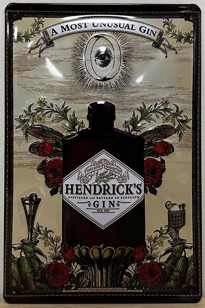 Hendricks Gin logo relief reclamebord van metaal wandbord, Reclamebord, Info@deconoord.nl, Deco Noord, Nieuw