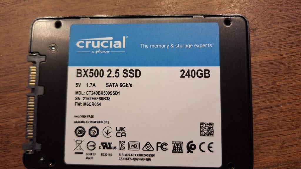 SSD crucial 240Gb, Computers en Software, Harde schijven, Intern, Ophalen of Verzenden, Crucial, Laptop