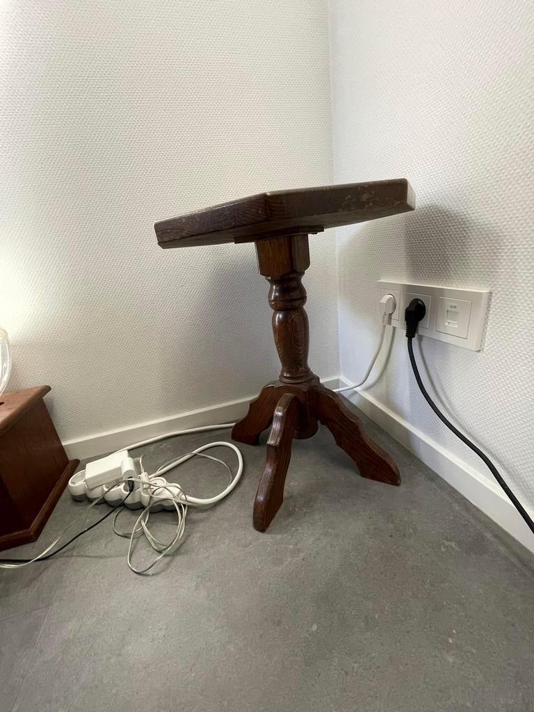 Houten plantentafeltje / bijzet tafeltje, Minder dan 55 cm, Gebruikt, Overige vormen, Hout