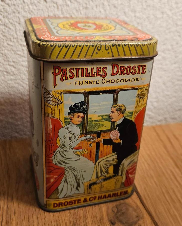 Droste cacao oud blik, fraaie vintage staat, voor cacao !, Verzamelen, Blikken, Zo goed als nieuw, Overige, Droste, Ophalen of Verzenden