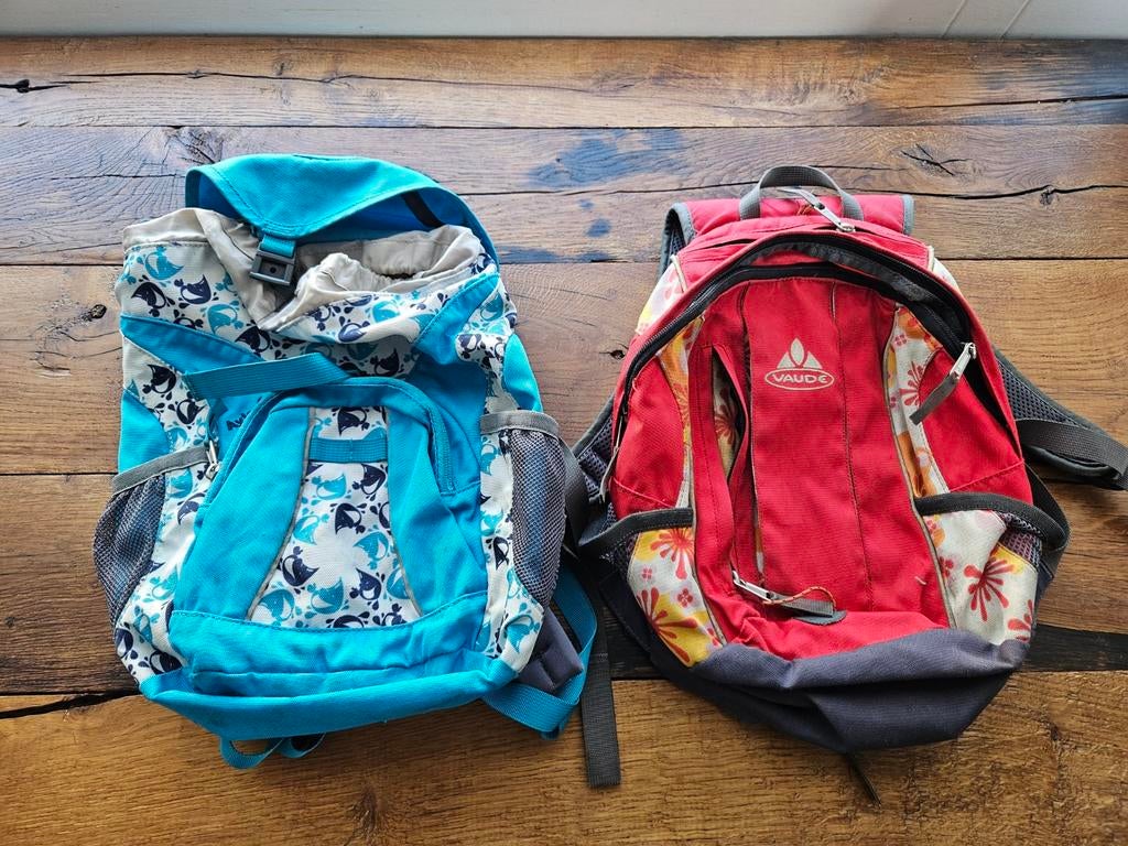 Twee kinderrugzakjes van Vaude Ayla 6 blauw en Vaude rood, Overige merken, Gebruikt, Ophalen of Verzenden, Minder dan 25 cm