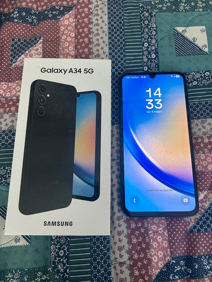 #0879 Samsung Galaxy A34 5G Zwart, Telecommunicatie, Mobiele telefoons | Samsung, Zo goed als nieuw, Galaxy A, 256 GB, Zonder abonnement