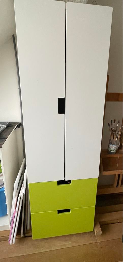 Witte kast met groene lades, Ophalen, Gebruikt, 105 cm of meer, Minder dan 50 cm