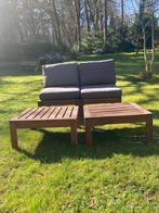 IKEA Applarö loungeset: 2 stoelen, 2 tafels, 4 kussens, Gebruikt, Hardhout, Loungeset, Stoel