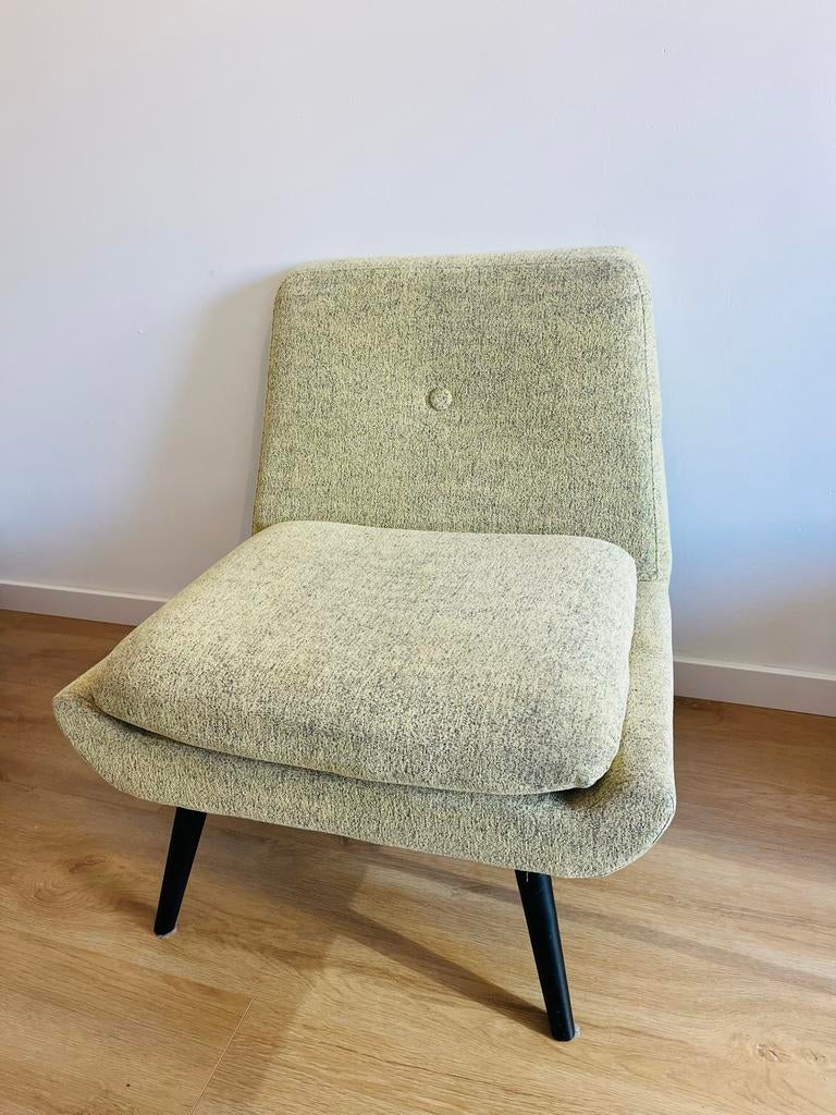 Mosterdgroene fauteuil in topstaat, Huis en Inrichting, Fauteuils, Ophalen, 75 tot 100 cm, Zo goed als nieuw, Stof