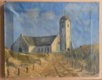 Kerk bij Katwijk aan Zee. Olieverf doek., Antiek en Kunst, Kunst | Schilderijen | Klassiek, Ophalen of Verzenden