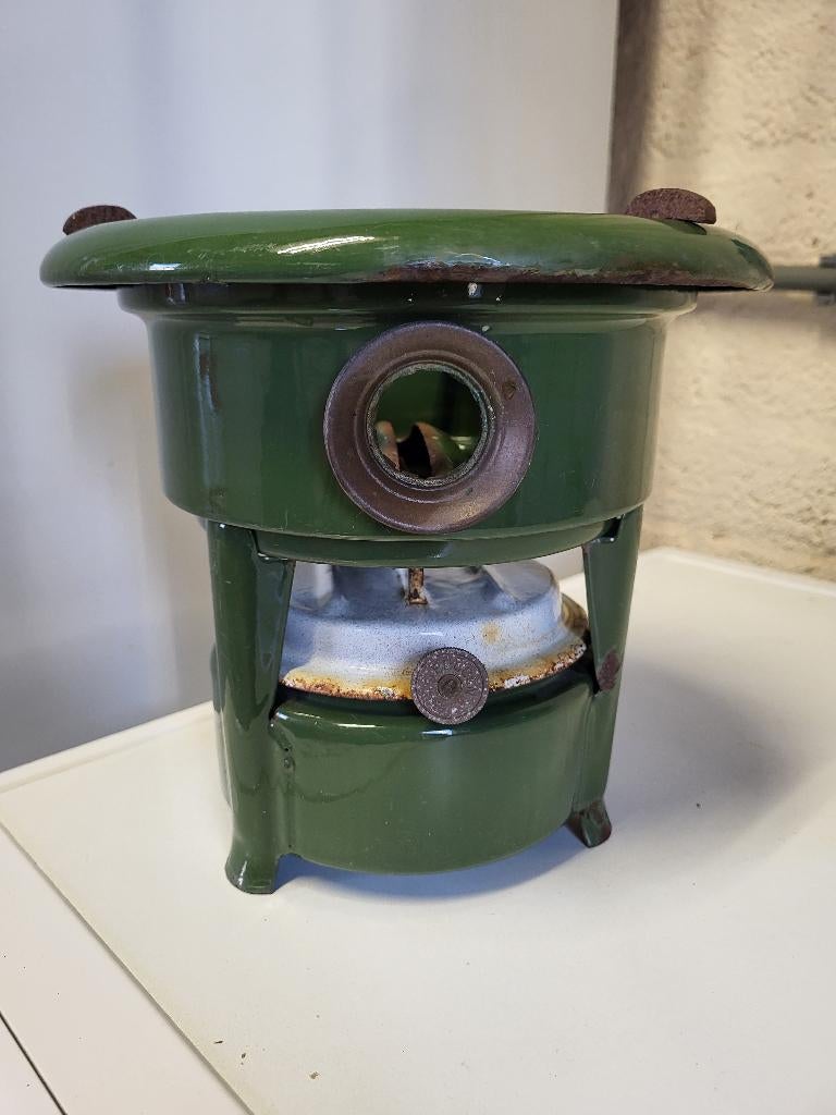 Emaille petroleumstel donkergroen 1-pits, Ophalen of Verzenden