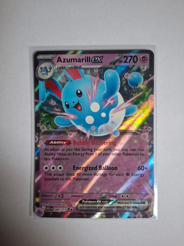 Azumarill EX 084/217 Ascended Heroes, Ophalen of Verzenden, Zo goed als nieuw, Losse kaart, Foil
