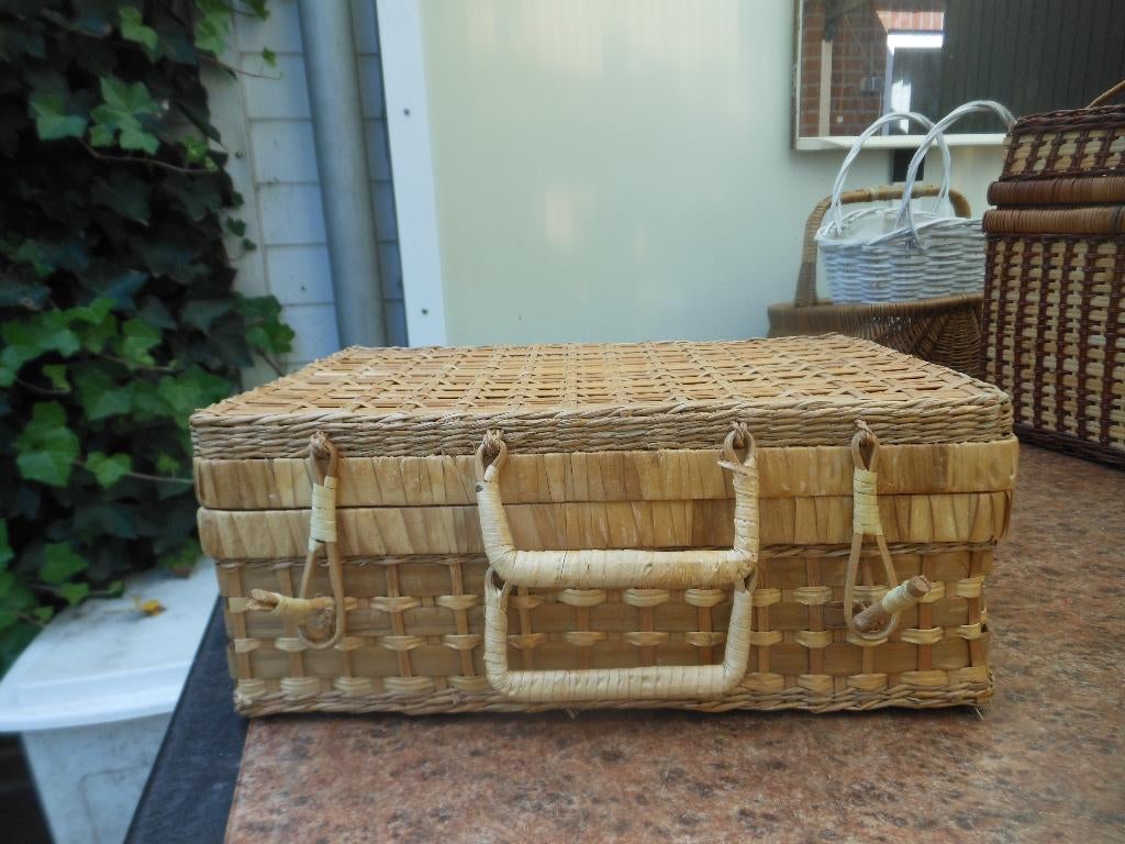 rieten manden, Huis en Inrichting, Woonaccessoires | Schalen en Manden, Ophalen, Gebruikt, Mand, Rond