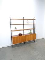 Vintage modulair Omnia wandsysteem, Hilker, teak staal, Teakhout, 150 tot 200 cm, Ophalen of Verzenden, 150 tot 200 cm