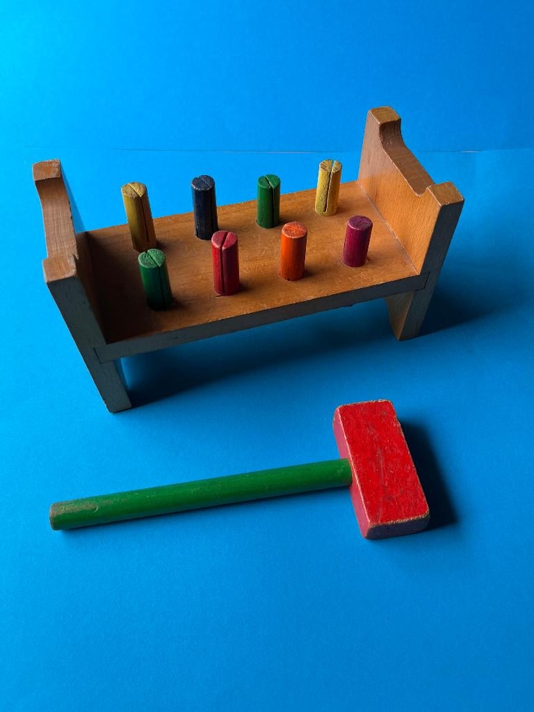 vintage speelgoed, hamertje tik, merk SIO, Antiek en Kunst, Antiek | Speelgoed, Ophalen of Verzenden