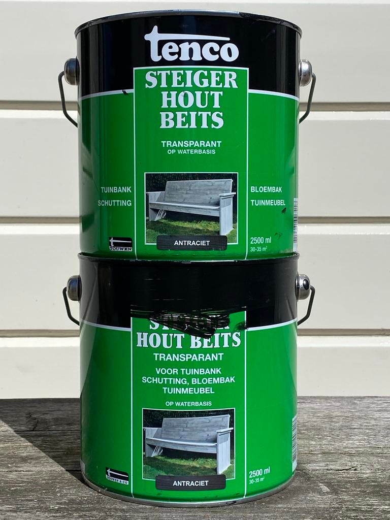 Tenco Steigerhout Beits Antraciet - 1 x 2.5L + restantje, Overige kleuren, Nieuw, Beits, Ophalen of Verzenden