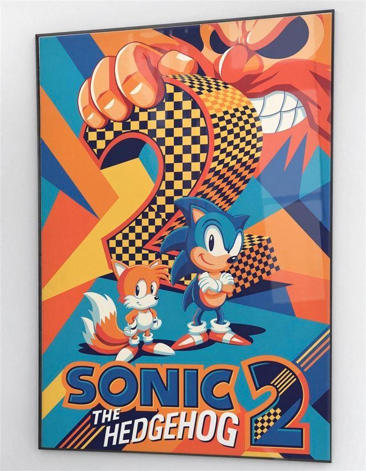 Sonic the Hedgehog 2 Sega 50x70cm Poster, Spelcomputers en Games, Games | Sega, Nieuw, Saturn of Dreamcast, Avontuur en Actie
