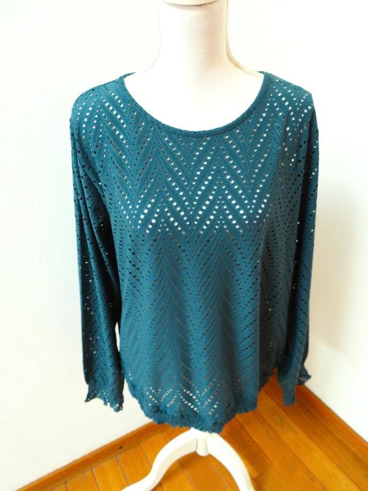 N51 CL ESSENTIAL shirt groen en zwart XL 46/48, Kleding | Dames, T-shirts, Nieuw, Maat 46/48 (XL) of groter, Groen, Lange mouw