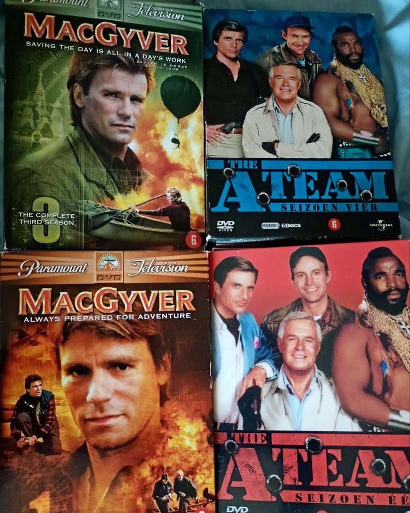4 dvd boxen. MacGyver en A-team, Cd's en Dvd's, Dvd's | Tv en Series, Alle leeftijden, Ophalen of Verzenden, Zo goed als nieuw