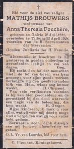 Brouwers Mathijs 1844 Goirle 1928 Tilburg, Ophalen of Verzenden, Bidprentje