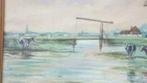 Aquarel polderlandschap molen koeien Jan Tolk omg. Katwijk?, Antiek en Kunst, Kunst | Schilderijen | Klassiek, Ophalen