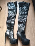 Lange Overknee Laarzen Plateau Zwart Maat 38 Sexy Kinky, Ophalen of Verzenden, Gedragen, Zwart, Hoge laarzen