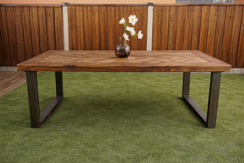 Mangohouten eettafel visgraat –200x100– Feelings (Eijerkamp), Tuin en Terras, Tuintafels, Ophalen, Gebruikt, Rechthoekig, Hout