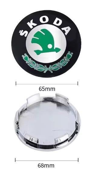 Naafdoppen & Skoda stickers 68/65mm, Auto diversen, Wieldoppen, Ophalen of Verzenden