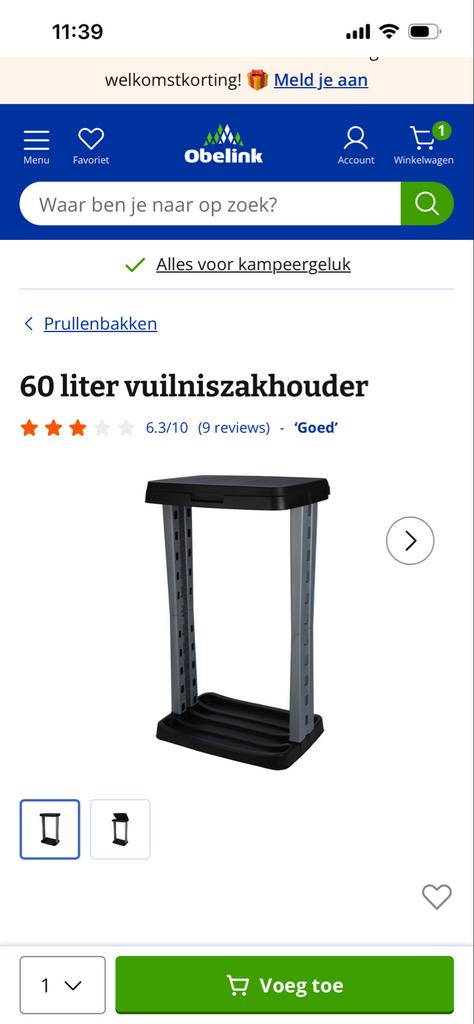 60 liter vuilniszakhouder, Ophalen of Verzenden, Zo goed als nieuw