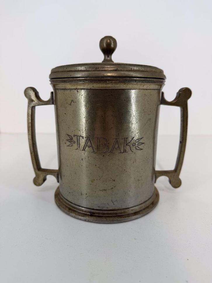 Franse tinnen tabakspot – Marinoni – 95% tin, Antiek en Kunst, Antiek | Tin, Ophalen of Verzenden