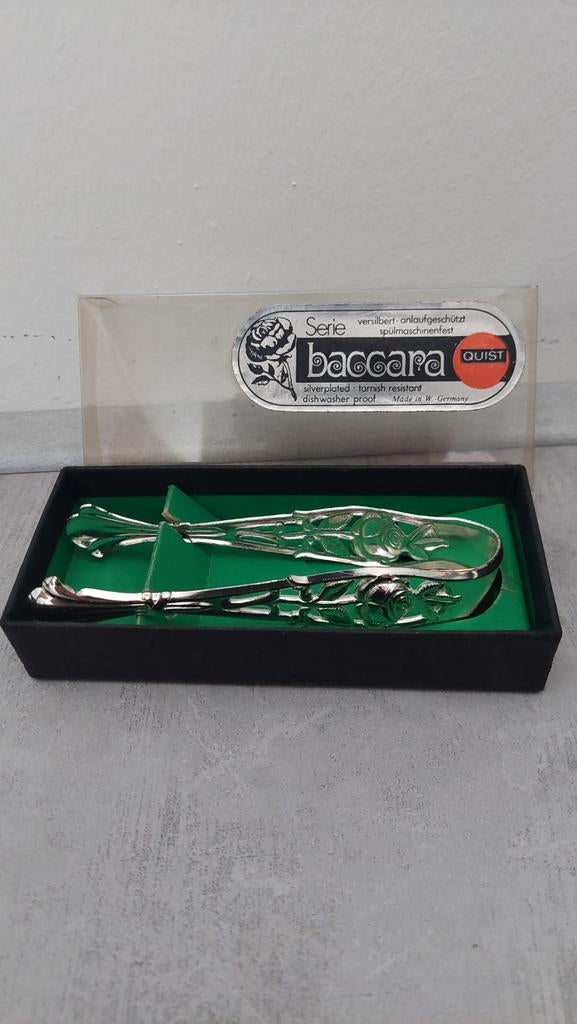 Verzilverde suikertang Baccara Quist, roosmotief, Antiek en Kunst, Ophalen of Verzenden