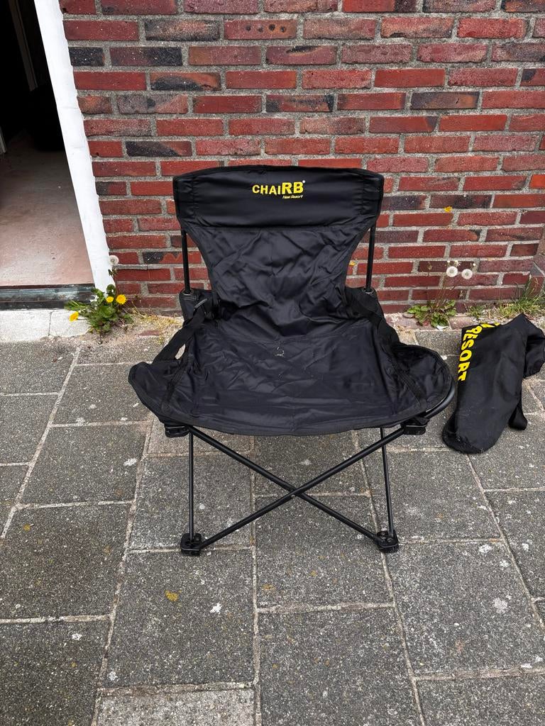 Zwarte opvouwbare campingstoel van CHAIRB, Caravans en Kamperen, Kampeermeubelen, Ophalen of Verzenden, Gebruikt, Campingstoel