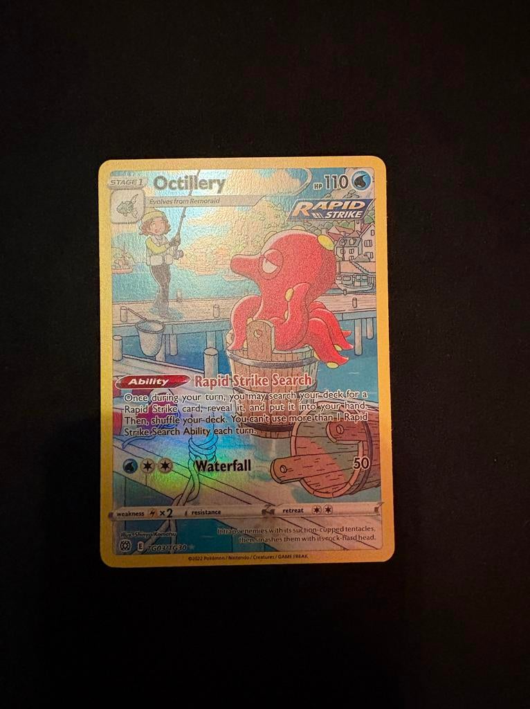 Octillery Rapid Strike Search Pokémon kaart, Ophalen of Verzenden, Gebruikt, Losse kaart, Foil