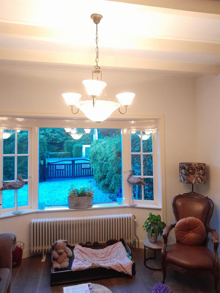 Brocante oude hanglampen  2 stuks, Ophalen, Gebruikt, Glas, Minder dan 50 cm