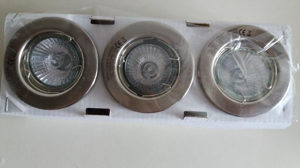 Inbouwspot 3x nickel, Ophalen, Metaal of Aluminium, Nieuw, Inbouw