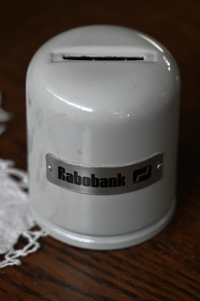 Spaarpot RABOBANK, Ophalen of Verzenden, Gebruikt, Metaal of Blik, Overige thema's