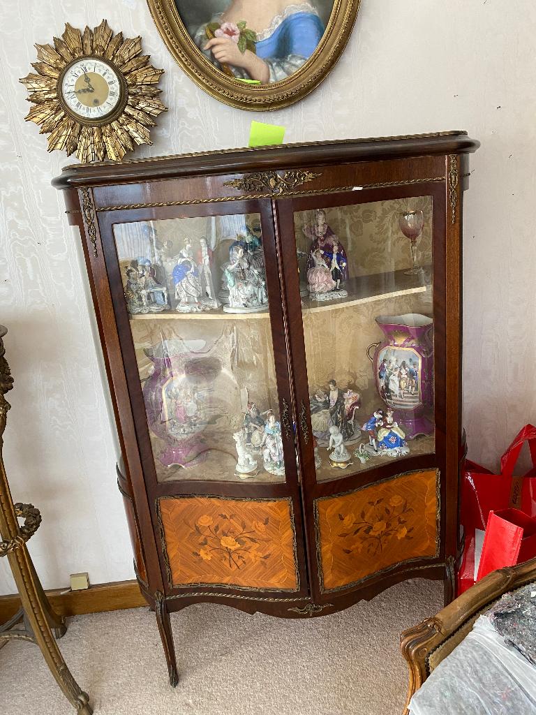 Mooi antiek vitrinekastje met ingelegd hout, Antiek en Kunst, Ophalen