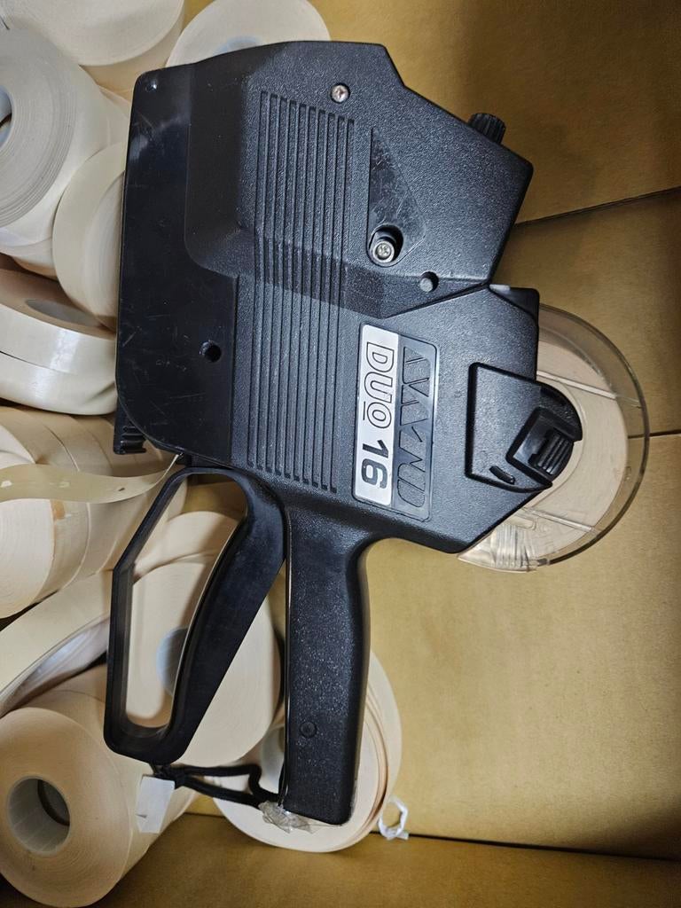 Sato Duo 16 Prijsmachine - 2-regels, 16x18mm, Hobby en Vrije tijd, Stempelen, Ophalen of Verzenden, Gebruikt