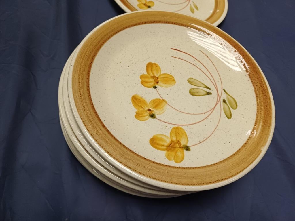 hand beschilderde ontbijtborden bloemen, Ophalen of Verzenden, Porselein, Overige stijlen, Bord(en)