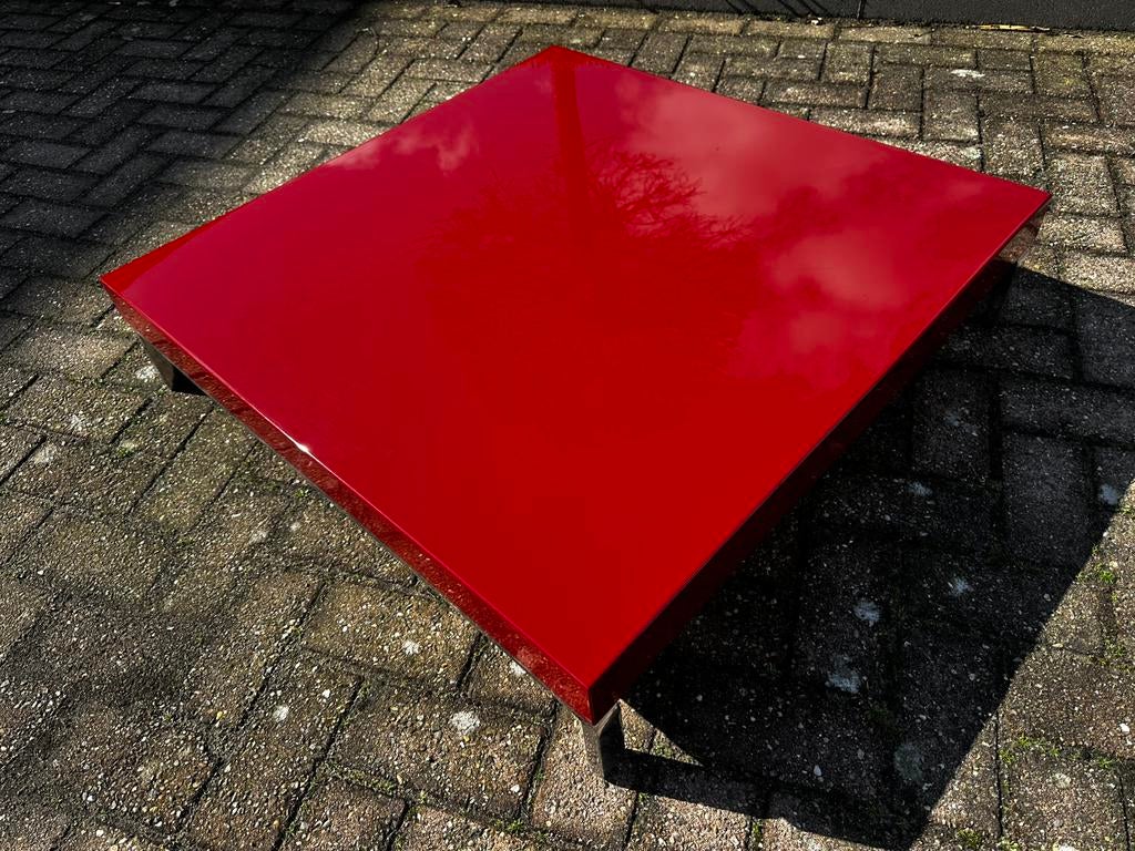 Zanotta Greggy design salontafel rood – Indriolo, 100 tot 150 cm, Zo goed als nieuw, Minder dan 50 cm, Rechthoekig