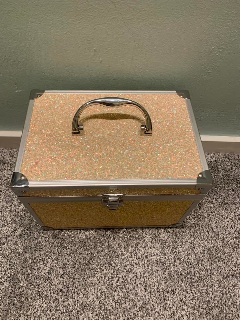 Glitterende Make-up Koffer, Gebruikt, Beige, Ophalen of Verzenden, Met slot