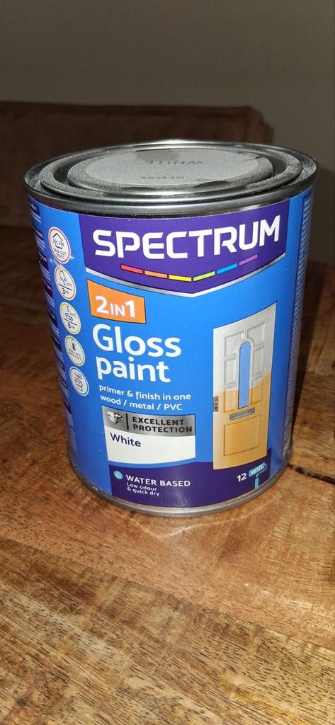 Witte lak 2 blikken, Doe-het-zelf en Verbouw, Verf, Beits en Lak, Ophalen, Nieuw, Wit, Lak