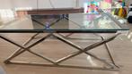 Salontafel & Tv kast met glazen blad en metalen onderstel, Huis en Inrichting, Ophalen, Gebruikt, 100 tot 150 cm, 50 tot 100 cm