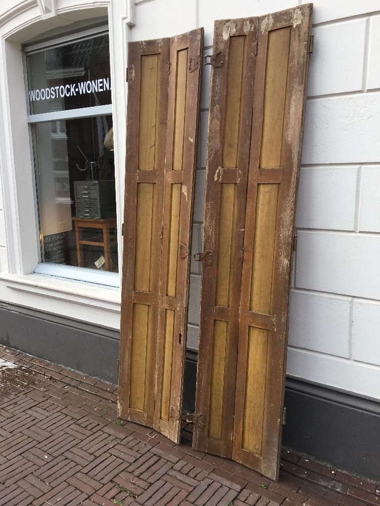 50% SALE: vintage, brocante Franse hoge paneelluiken, Ophalen, Gebruikt, Minder dan 80 cm, -