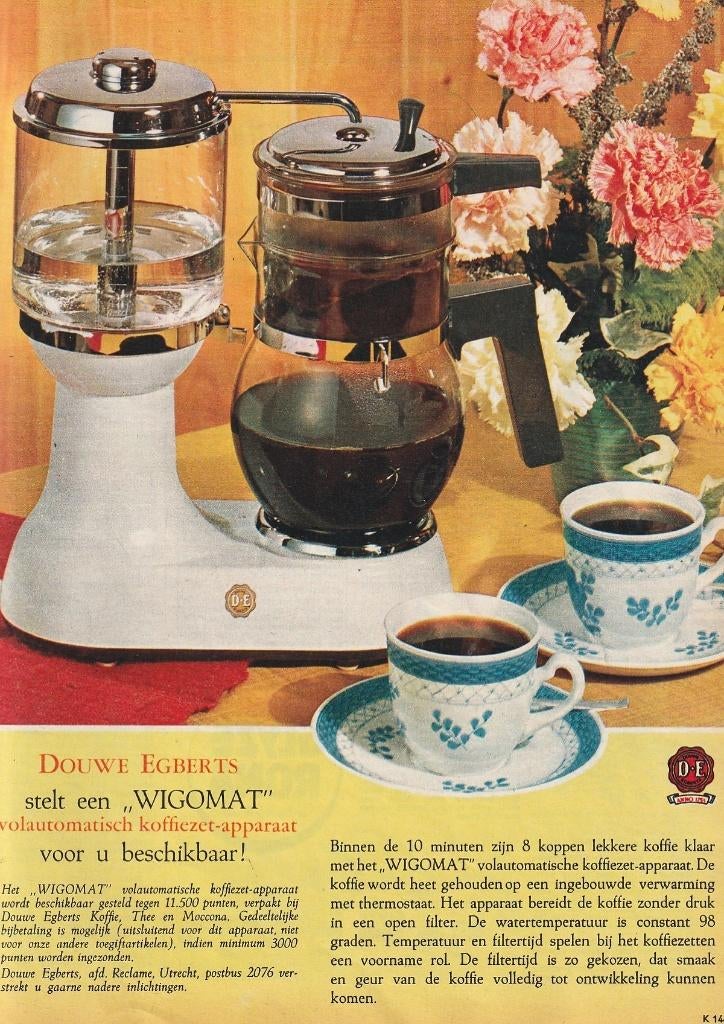 Retro reclame 1964 Douwe Egberts Wigomat koffiezetter, Verzenden, Overige typen