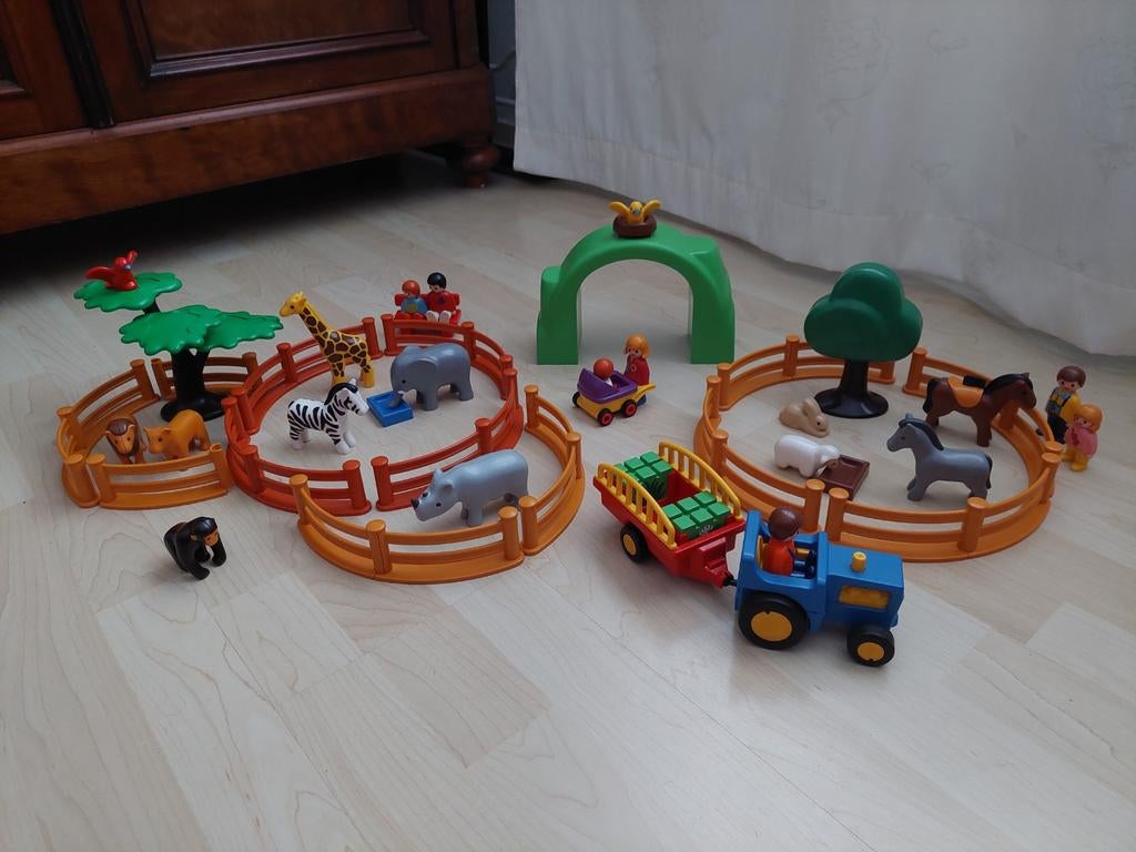 Playmobil 123, Grote dierentuin 6754 + extra dieren, Ophalen of Verzenden, Gebruikt, Complete set