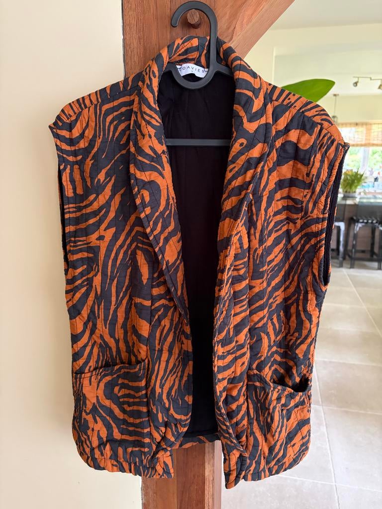 Loavies Gevoerd Gilet met Zebraprint - Maat S, Kleding | Dames, Bodywarmers, Ophalen of Verzenden, Zo goed als nieuw, Maat 36 (S)