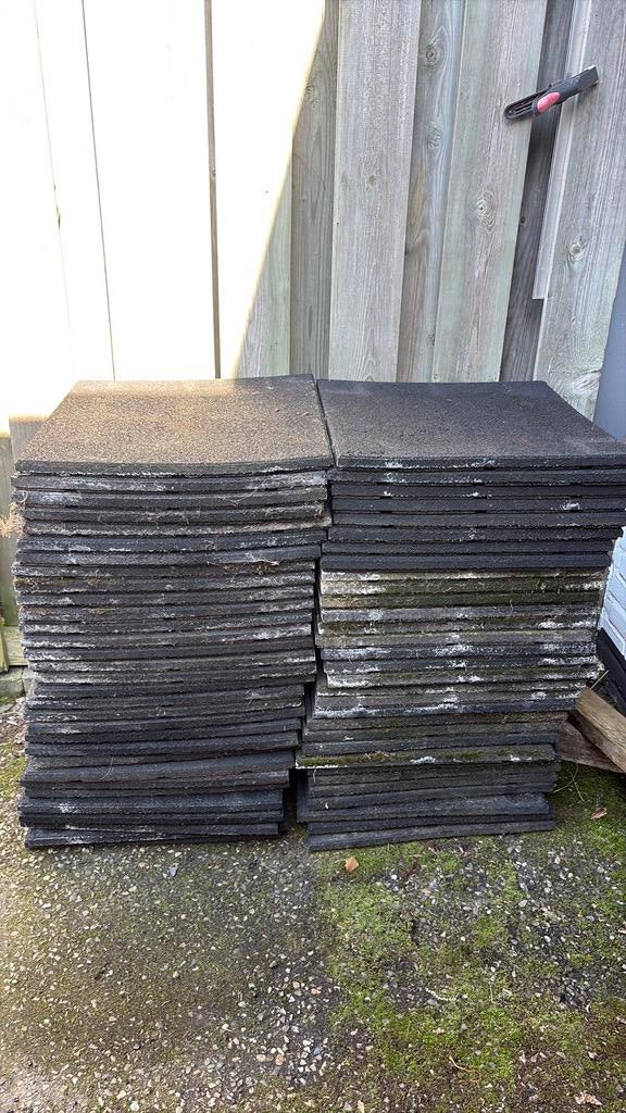 Rubberen tegels 50x50x3cm Totaal 62 stuks, Tuin en Terras, Ophalen, Zo goed als nieuw, Rubber, Overige typen