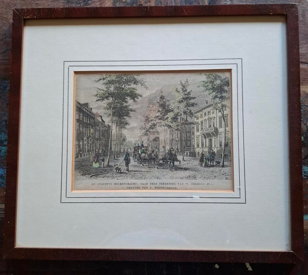 Ets F. Weissenbruch - Gedempte Heerengracht, Antiek en Kunst, Kunst | Etsen en Gravures, Ophalen of Verzenden