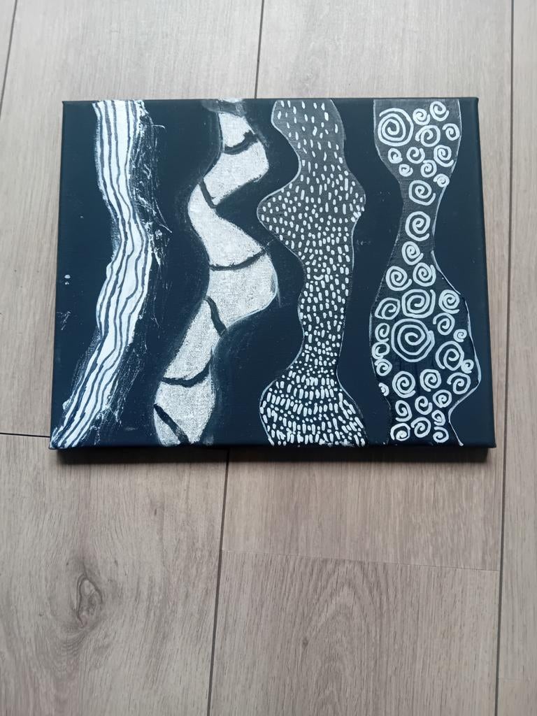 Abstract zwart-wit schilderij – modern & handgemaakt, Ophalen of Verzenden